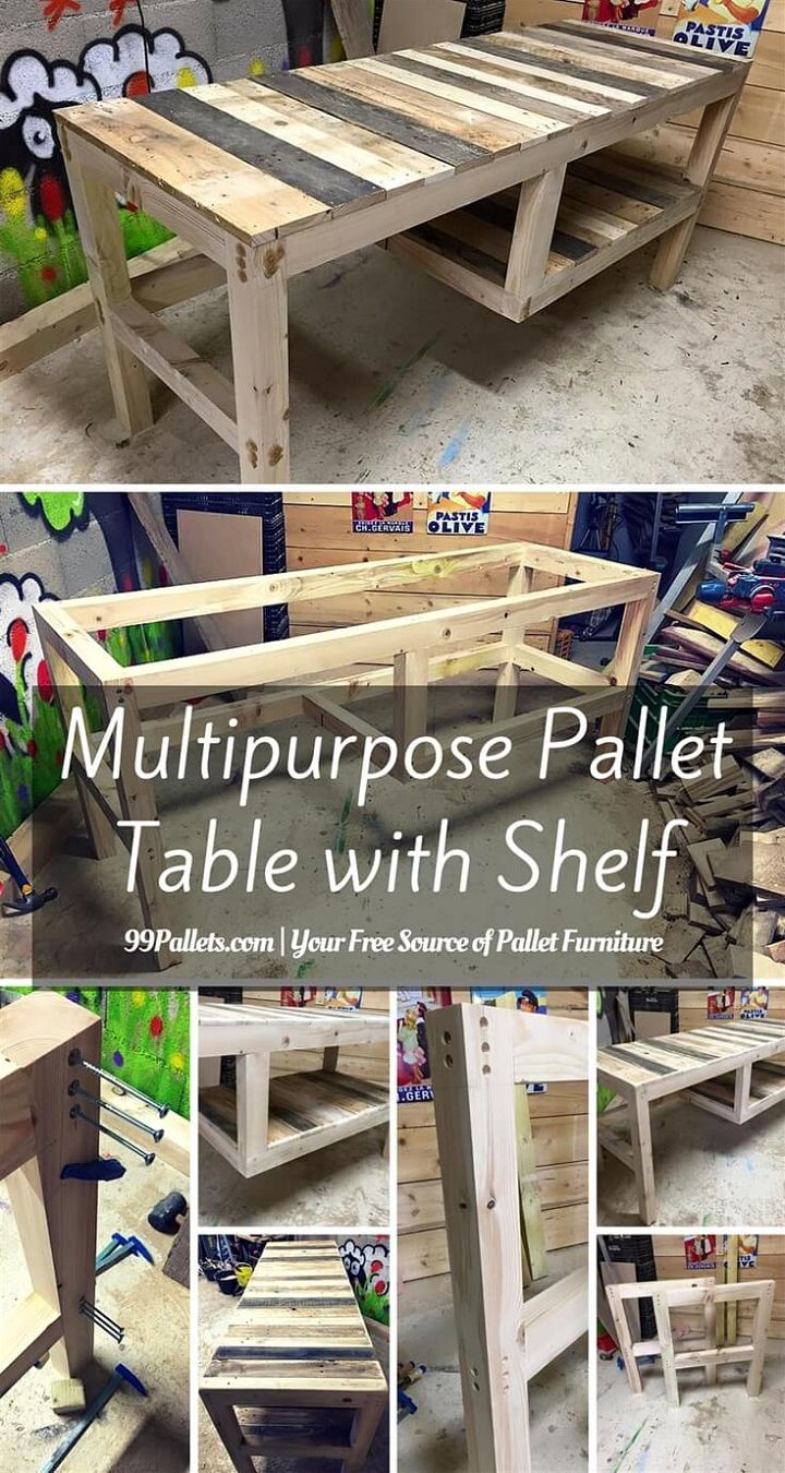 Pallet Table with Shelf