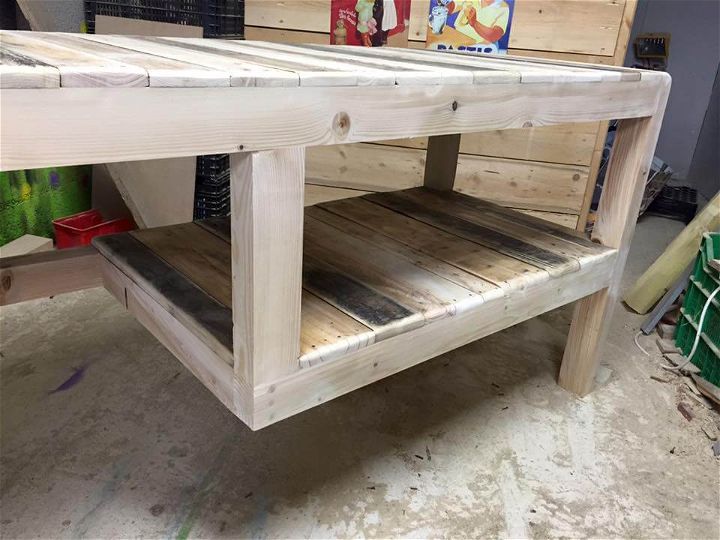 repurposed pallet table with shelf
