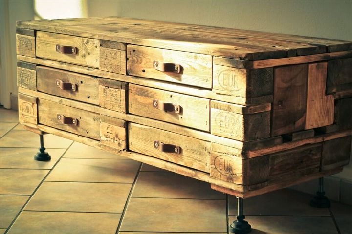 recycled pallet chest of drawers