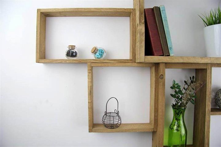 Recycled pallet wall mounted shelf