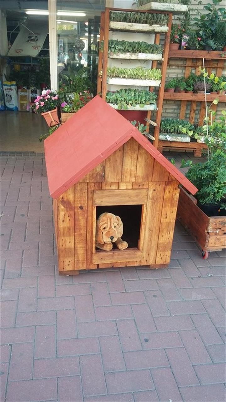 handcrafted pallet doghouse