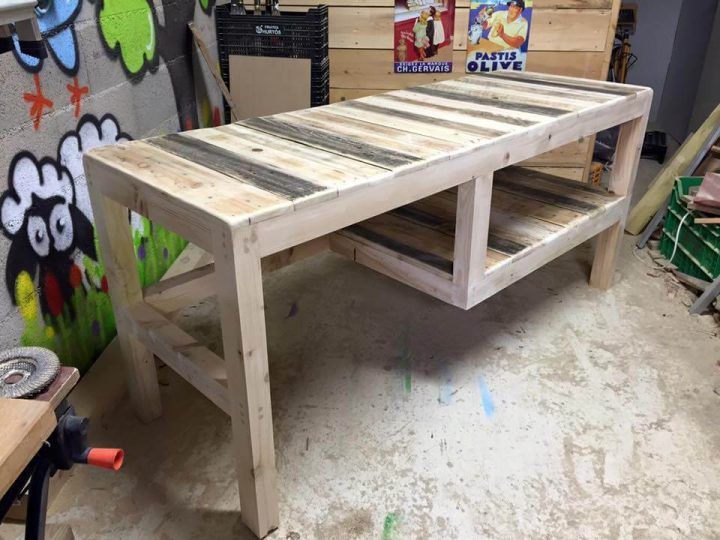 Multipurpose Pallet Table with Shelf