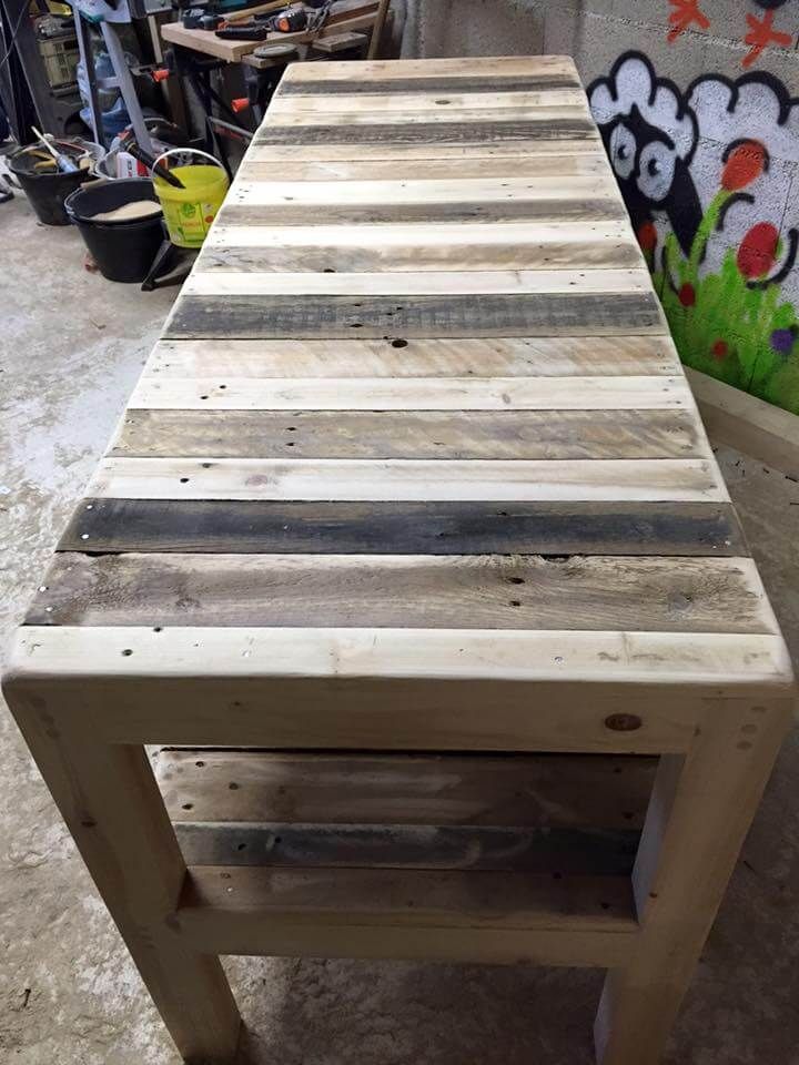 sturdy pallet multipurpose table with shelf