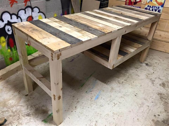zero-cost pallet multipurpose table with shelf