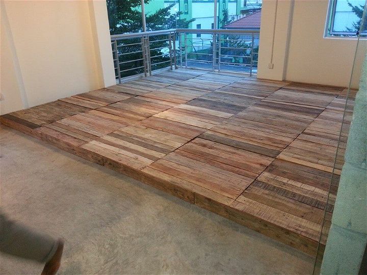 upcycled wooden pallet flooring