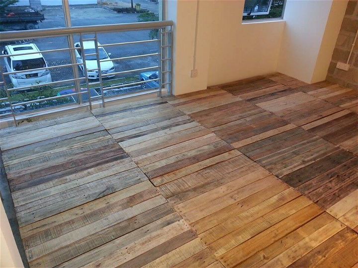 low-cost wooden pallet flooring