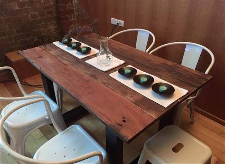 Wooden pallet hard wood dining table