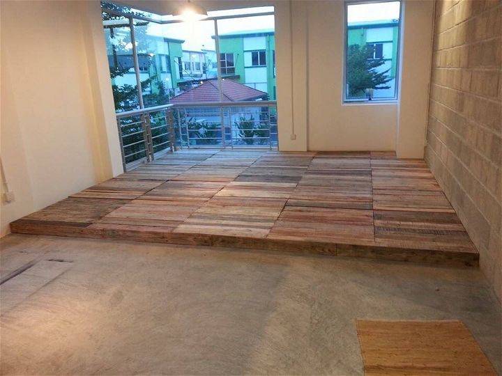 upcycled wooden pallet flooring