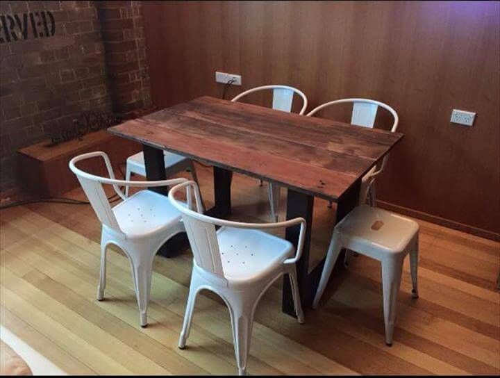 Recycled pallet hard wood dining table
