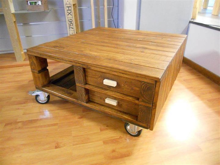 accent unique pallet coffee table with 2 drawers