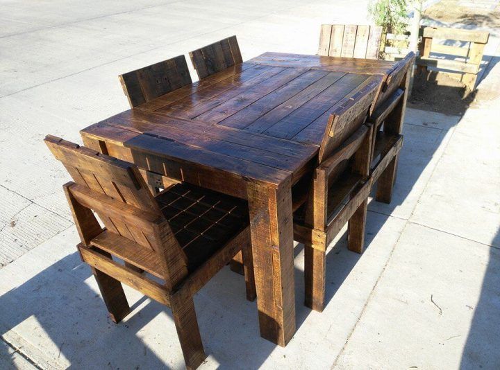 Wooden Pallet Dining Table and Chairs Set