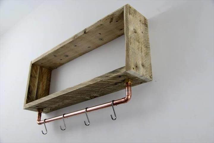 recycled pallet and copper shelf