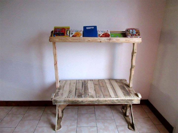 recycled pallet desk with bookshelf