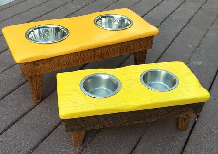 Reclaimed pallet dog bowl stand with personalized dog bone – Rustic Pallet  Products