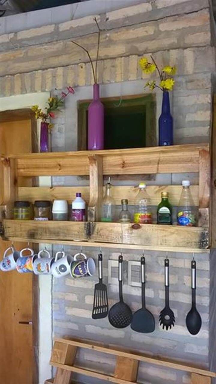 diy pallet kitchen shelf