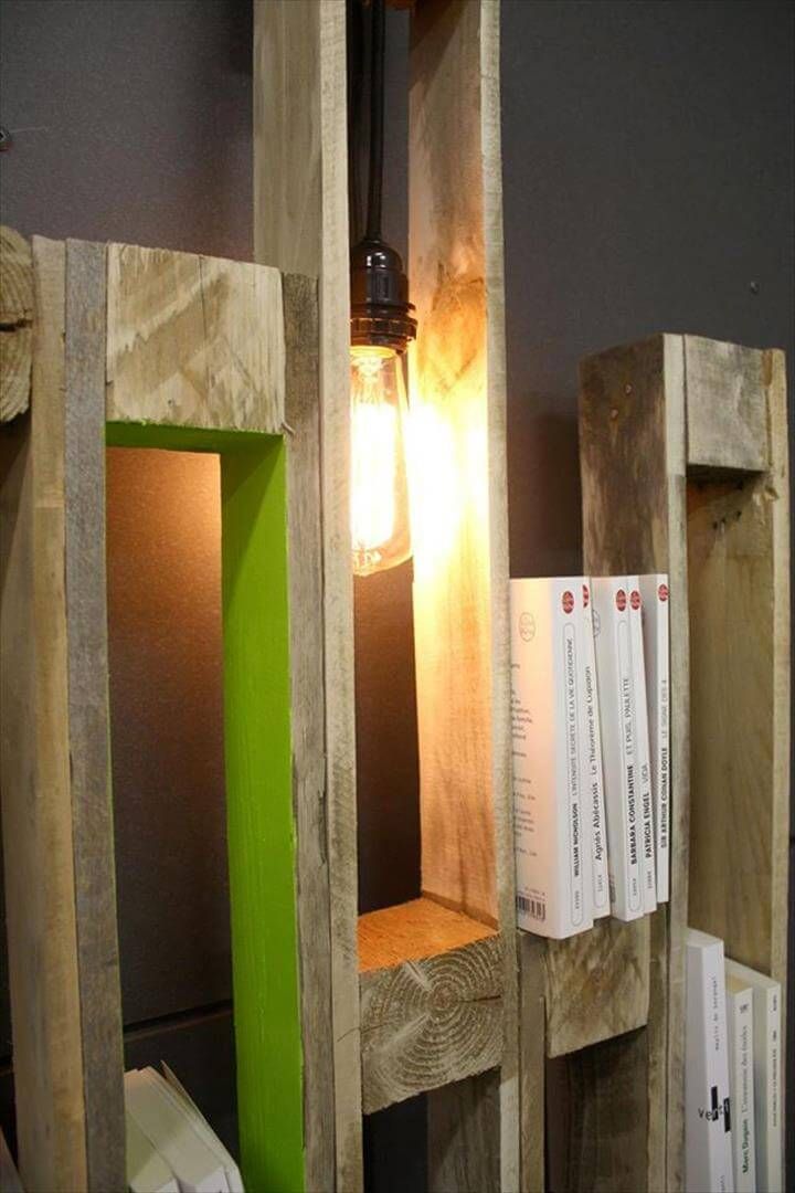 Repurposed pallet creative shelf