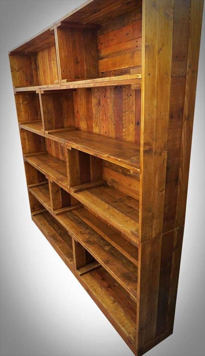 low-cost wooden pallet large bookshelf