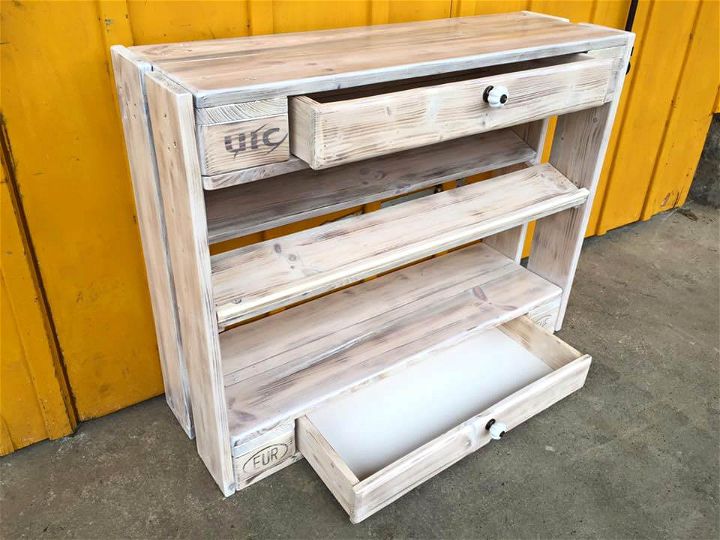 low-cost pallet shoes rack and chest of drawers