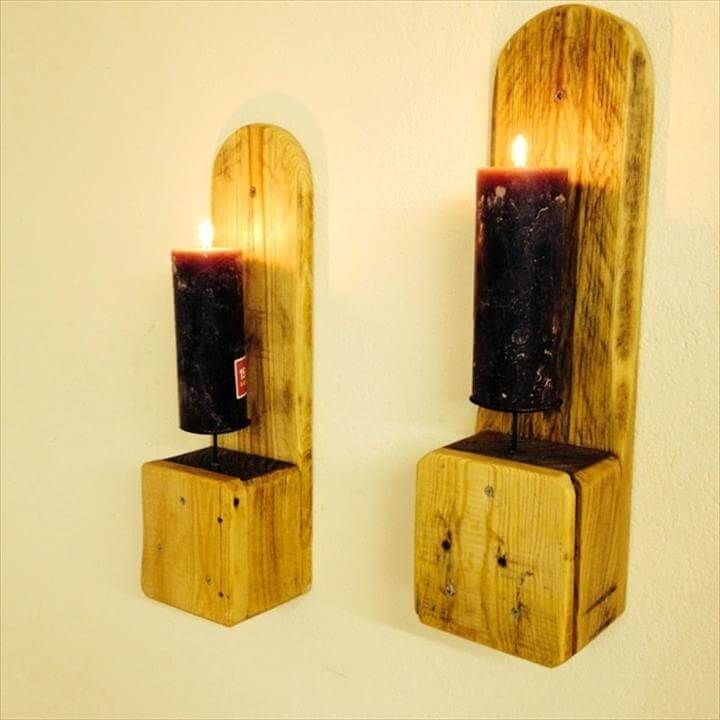 upcycled wooden pallet wall candle holders