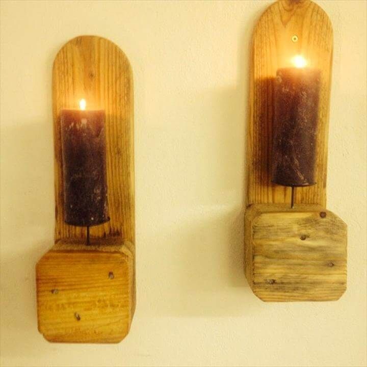 custom wooden pallet wall candle holders