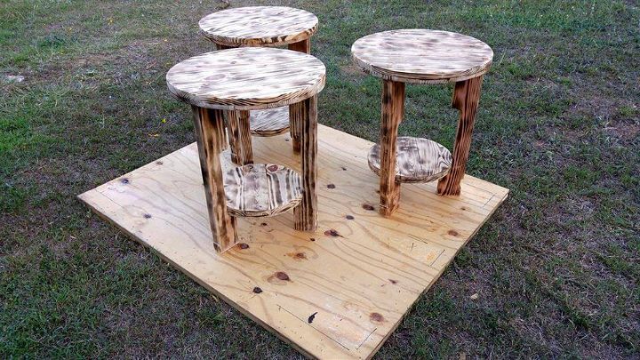 handcrafted wooden pallet round end or side tables