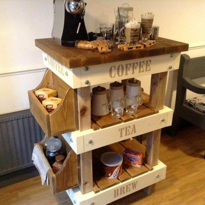 Pallet and Reclaimed Wood Tea & Coffee Station