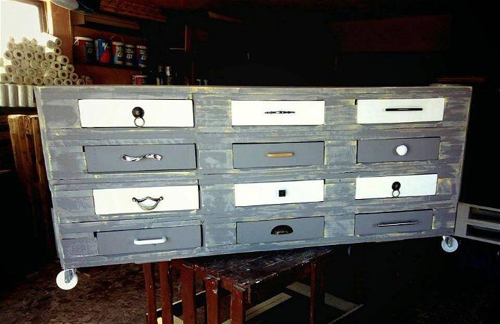 Re-purposed pallet chest of drawers