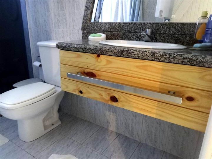 diy wooden pallet wall mounted vanity with 1 drawer