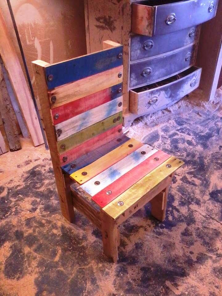 colorful wooden pallet chair