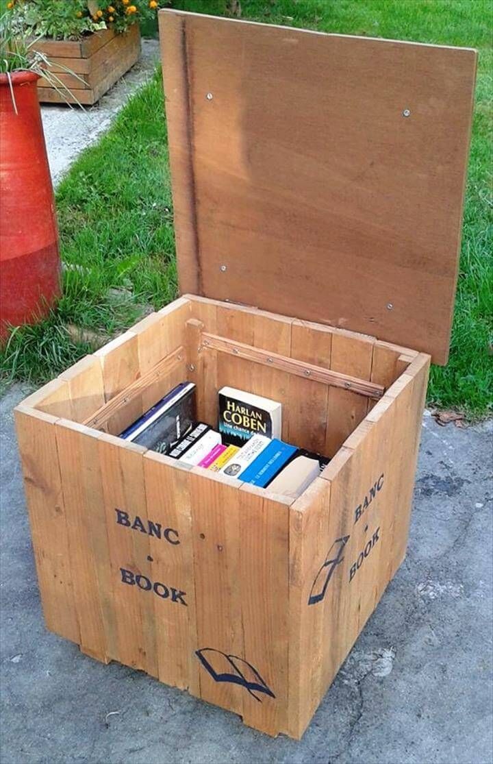 Pallet Beanbag Seat with Book Storage