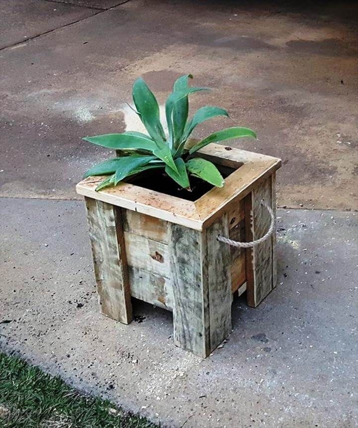 rustic pallet small square planter