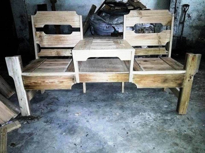 Wooden Double Chair Pallet Bench